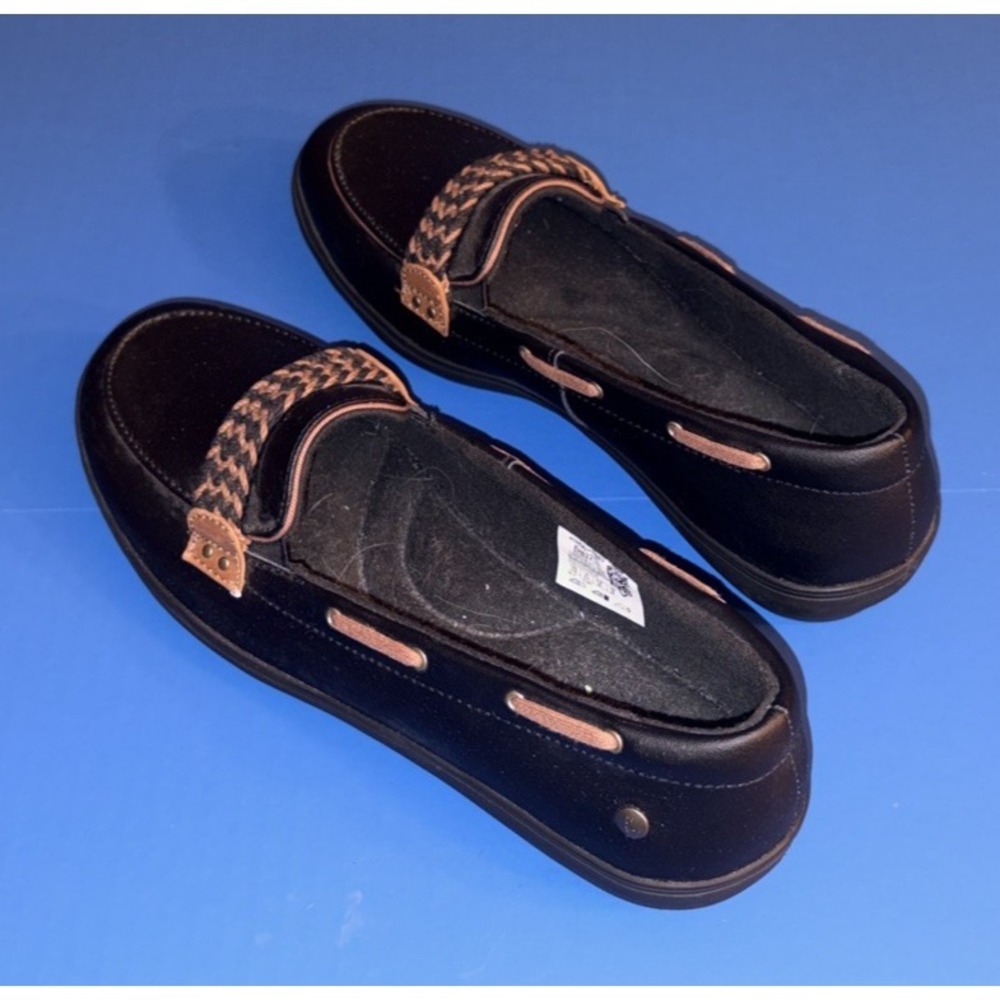 Grasshoppers Women's Memory Deluxe Boat Slip-In Shoes Brown Black Size 9W